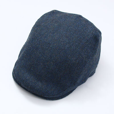 Tweed Hat Traditional Blue Herringbone